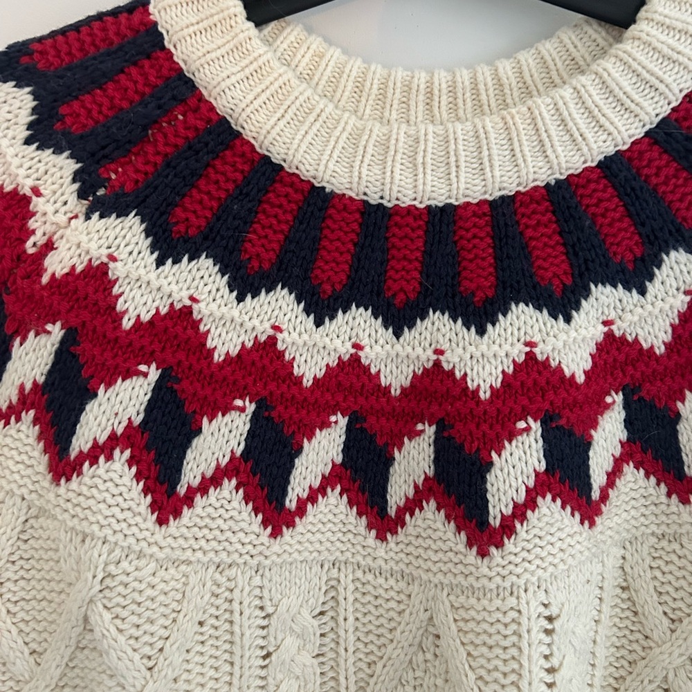 Cream And Red Patterned Sweater - image 5